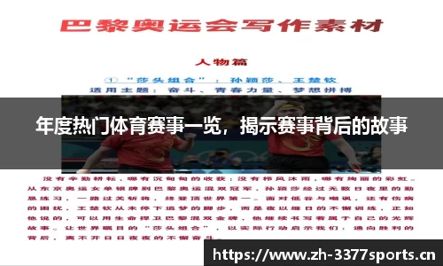 年度热门体育赛事一览，揭示赛事背后的故事